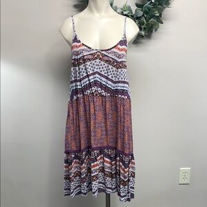 Mossimo Supply Co Boho Spaghetti Strap Paisley Floral Crochet Trim Dress XL